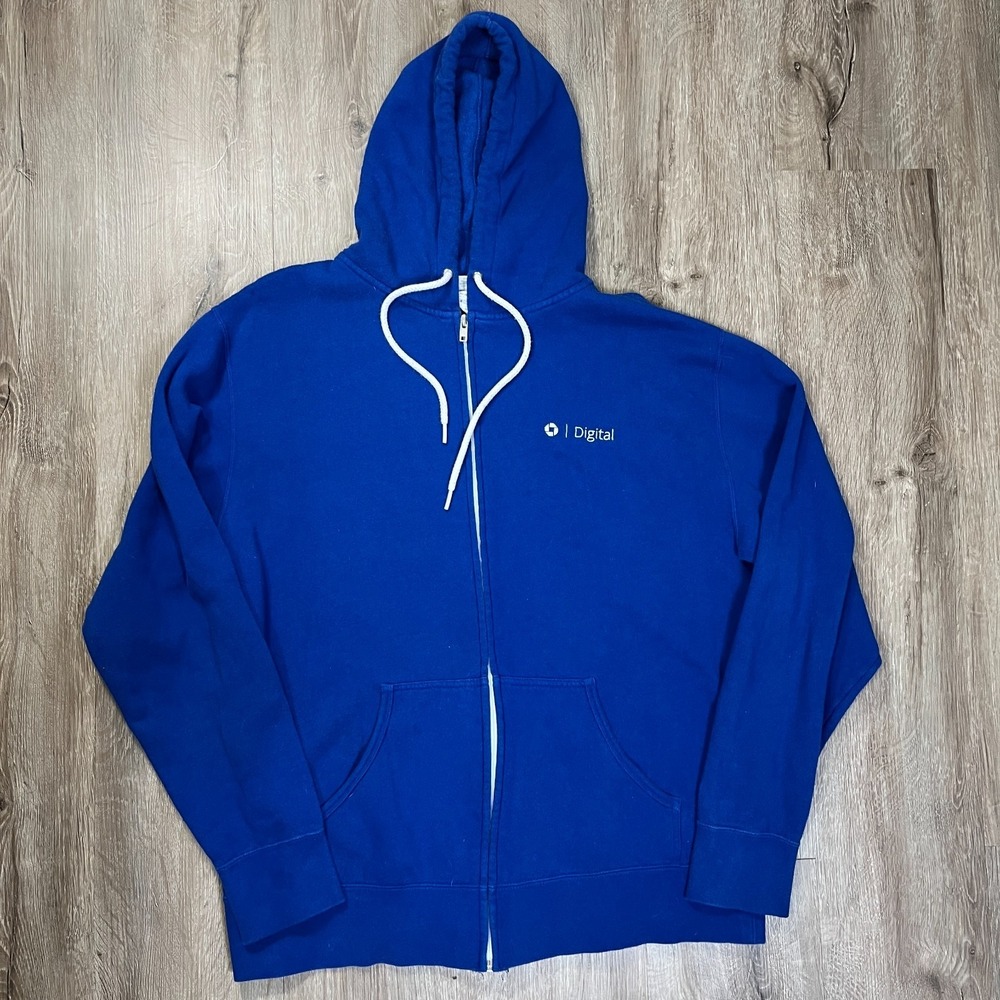 J. P. Morgan Chase Digital Bank Blue Full Zip Hoodie Mens XL Independent Trading